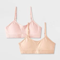 Girls' Seamless Ruched Bra - art class™ Pink/Beige XL
