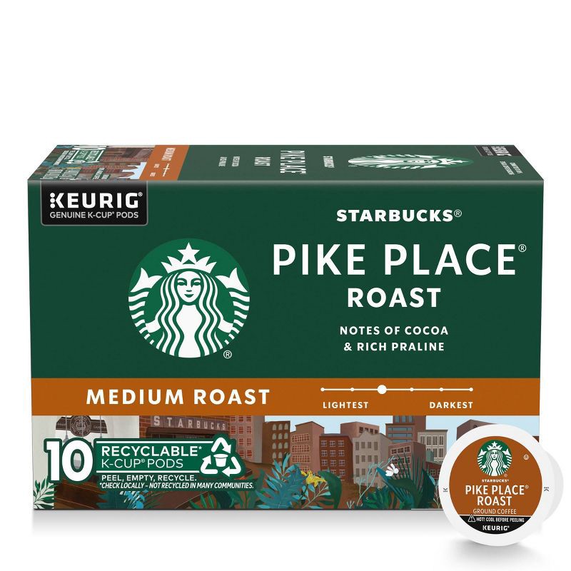 slide 1 of 9, Starbucks Pikes Place Medium Roast Keurig K-Cup Coffee Pods - 10ct, 10 ct