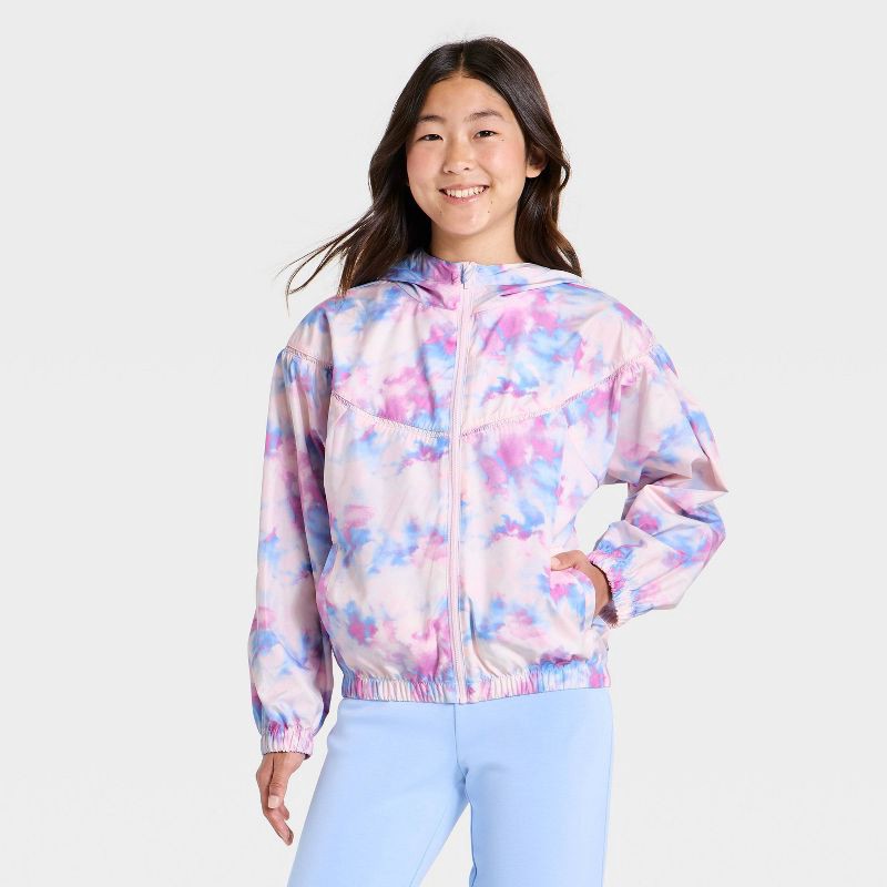 slide 1 of 3, Girls' Hooded Lightweight Woven Jacket - All In Motion™ Pink S, 1 ct