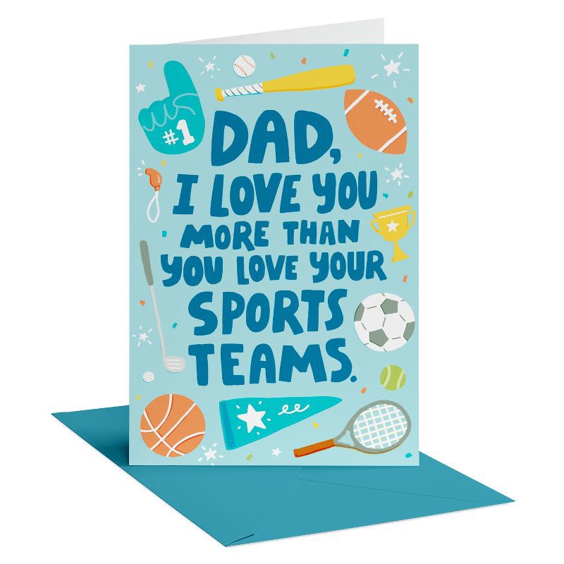 slide 1 of 5, American Greetings Father's Day Card Sports Team Pattern, 1 ct