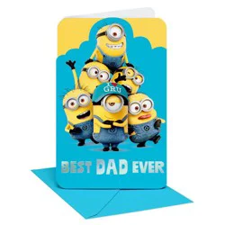 American Greetings Minions Father's Day Card for Dad, Spot at the Top, Includes Envelopes
