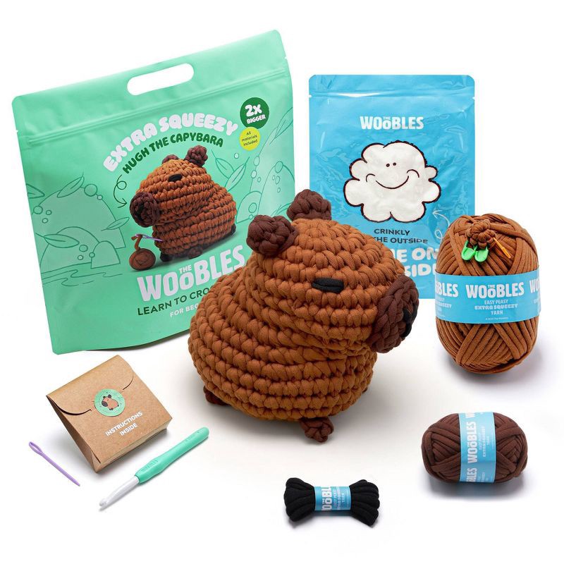 slide 1 of 9, The Woobles Hugh the Capybara Extra Squeezy Crochet Kit, 1 ct