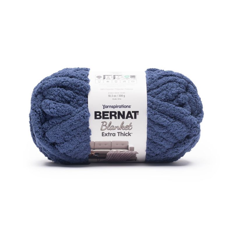 slide 1 of 6, Bernat Blanket Extra Thick Deep Navy Blue, 1 ct