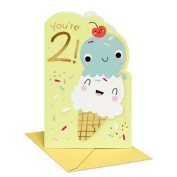 American Greetings 2nd Birthday Card for Toddler, Sweet Ice Cream Fun, Includes Envelope