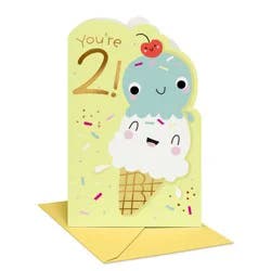 American Greetings 2nd Birthday Card for Toddler, Sweet Ice Cream Fun, Includes Envelope