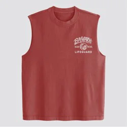 Men's Baywatch Lifeguard Graphic Muscle Tank Top - Red S