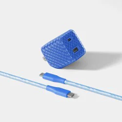 Jelly 25W Dual Port Wall Charger + 6ft USB-C Cable Combo - heyday™ ️ Blue