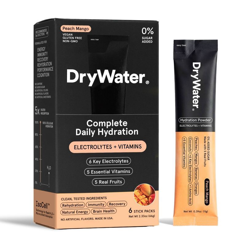 slide 1 of 5, DryWater Peach & Mango - 6ct, 6 ct