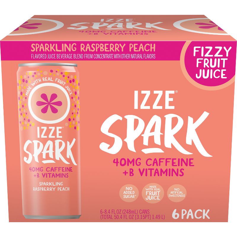slide 1 of 6, IZZE Spark Raspberry Peach - 8.4oz/6pk, 6 ct; 8.4 oz