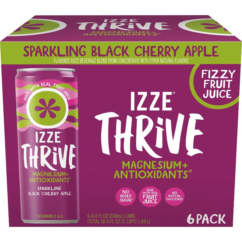 slide 1 of 6, IZZE Thrive Black Cherry Apple - 8.4oz/6pk, 6 ct; 8.4 oz