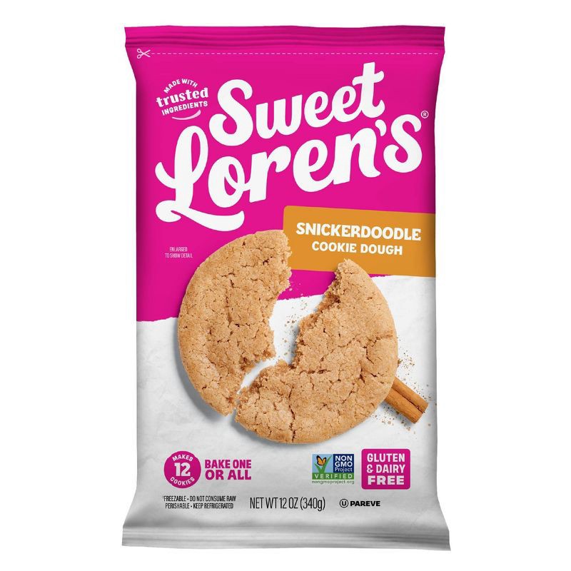 slide 1 of 6, Sweet Loren's Gluten Free & Vegan Snickerdoodle Cookie Dough - 9.6oz/12ct, 12 ct; 9.6 oz