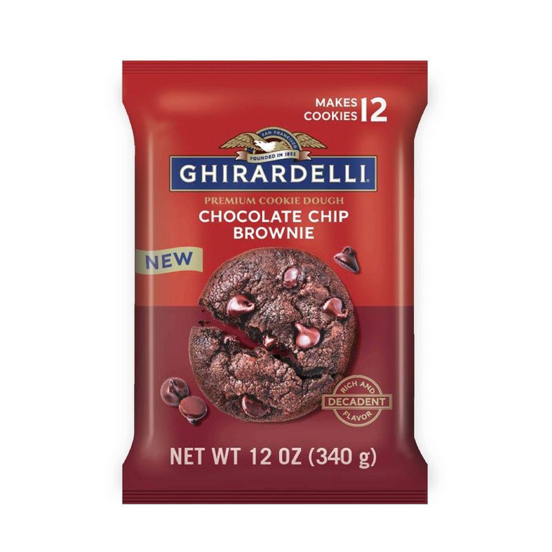 slide 1 of 10, Ghirardelli Premium Chocolate Chip Brownie Cookie Dough - 12oz, 12 oz