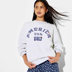 Special Thanks Women's Crewneck America Graphic Pullover Sweatshirt - Heather Gray XXL