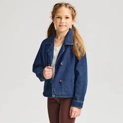 Girls' Denim Button Jacket - Cat & Jack™ Dark Wash L