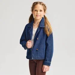 Girls' Denim Button Jacket - Cat & Jack™ Dark Wash XL
