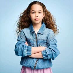 Girls' Denim Bomber Jacket - Cat & Jack™ Medium Wash XS