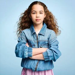 Girls' Denim Bomber Jacket - Cat & Jack™ Medium Wash L