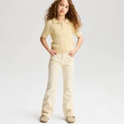 Girls' Mid-Rise Bootcut Embroidered-Hem Jeans - Cat & Jack™ Off White 5