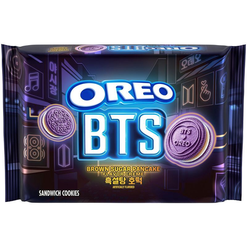 slide 1 of 16, Oreo BTS Sandwich Cookies Brown Sugar Pancake Flavor Creme Limited Edition - 10.68oz, 10.68 oz