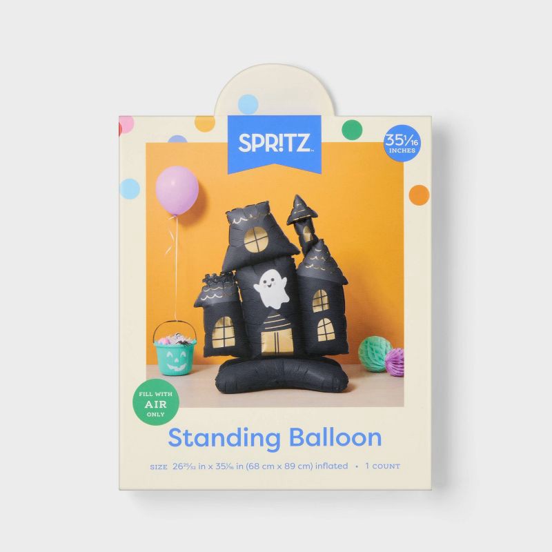 slide 1 of 4, Large Air Filled Halloween Haunted House Foil Balloon - Spritz™, 1 ct