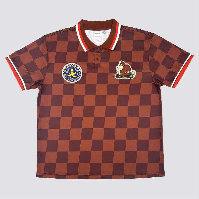 slide 1 of 4, Super Mario Mario Kart Checkered Sport Polo: Donkey Kong - M, 1 ct