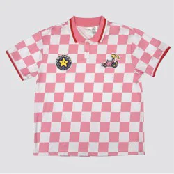 Super Mario Mario Kart Checkered Sport Polo: Princess Peach - XS