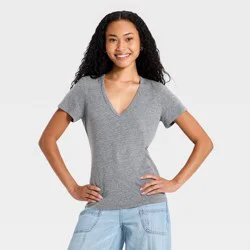 Women's Short Sleeve Iconic V-Neck T-Shirt - Universal Thread™ Gray XS