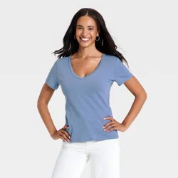 Women's Short Sleeve Iconic V-Neck T-Shirt - Universal Thread™ Navy Blue XL