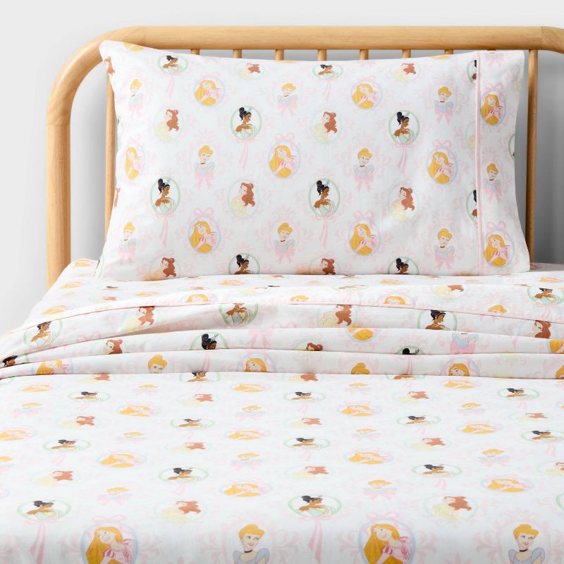 slide 1 of 4, Full Princess Portraits Kids' Sheet Set - The Disney Collection by Pillowfort™, 1 ct