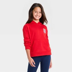Girls' United States Soccer Federation Front and Back Hooded Pullover Sweatshirt - Red L