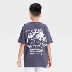 Boys' Jeep Wrangler Front and Back Short Sleeve Graphic T-Shirt - Blue M