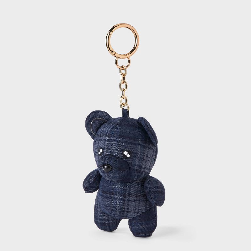 slide 1 of 2, Plaid Plush Bear Charm - Universal Thread™ Blue, 1 ct