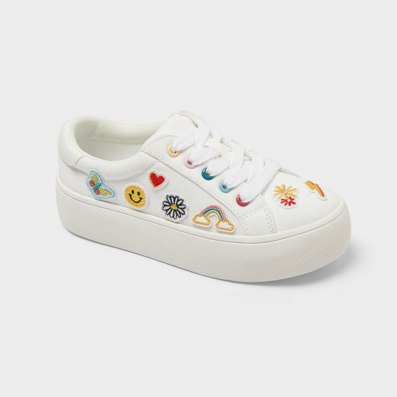 slide 1 of 4, Kids' Wren Platform Lace-Up Sneakers - Cat & Jack™ White 13, 1 ct