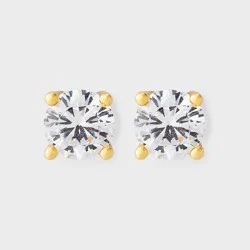 14K Gold Plated Cubic Zirconia Stainless Steel Post Earrings - A New Day™ 5mm