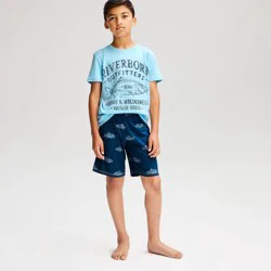 Boys' 2pc Fish T-Shirt and Shorts Pajama Set - Cat & Jack™ Blue XS