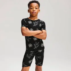 Boys' 2pc Halloween Monsters Tight Fit T-Shirt and Shorts Pajama Set - Cat & Jack™ Black 14