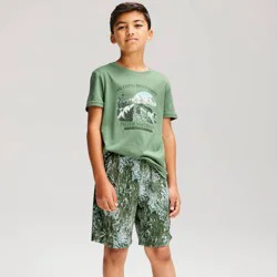 Boys' 2pc Mountains T-Shirt and Shorts Pajama Set - Cat & Jack™ Green L
