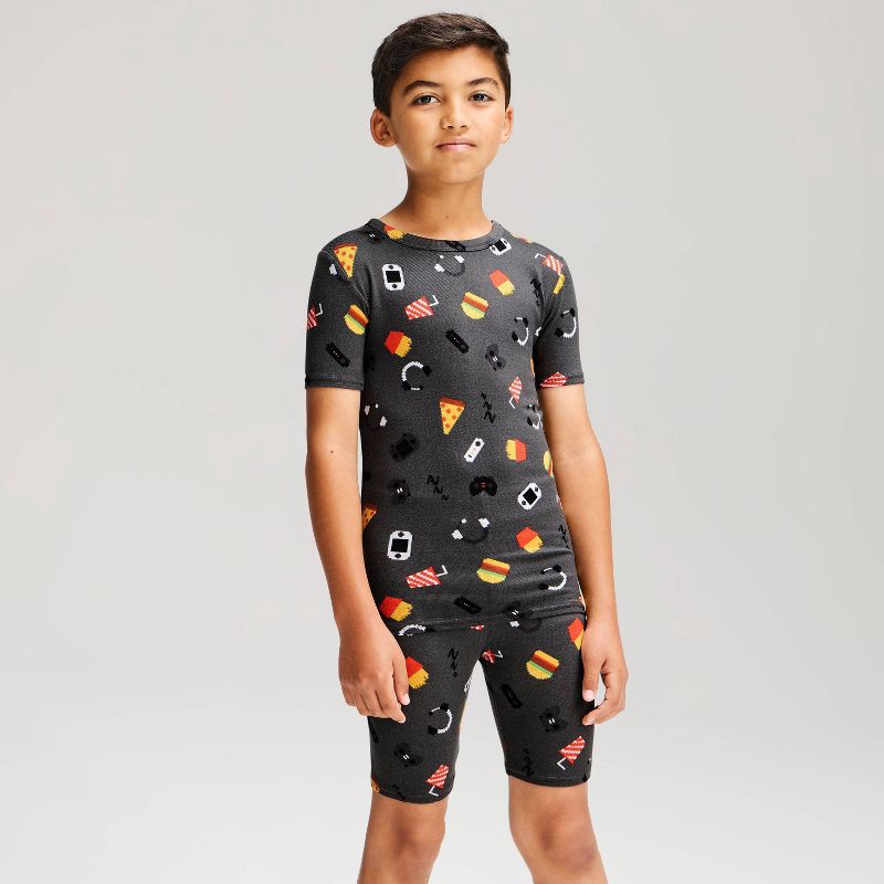 slide 1 of 4, Boys' 2pc Gamer Tight Fit T-Shirt and Shorts Pajama Set - Cat & Jack™ Gray 6, 2 ct
