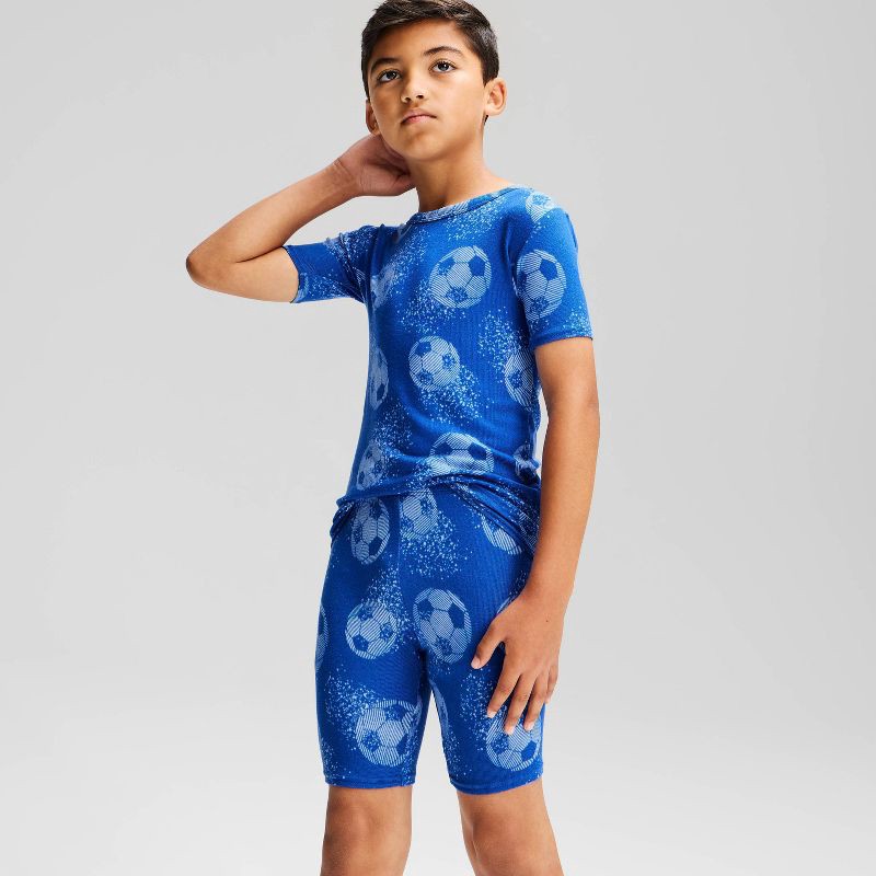 slide 1 of 4, Boys' 2pc Soccer Tight Fit T-Shirt and Shorts Pajama Set - Cat & Jack™ Blue 10, 2 ct