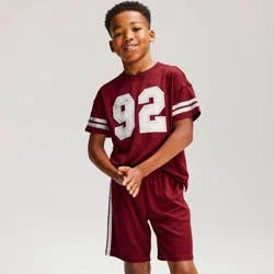 Boys' 2pc Mesh T-Shirt and Shorts Pajama Set - Cat & Jack™ Burgundy M