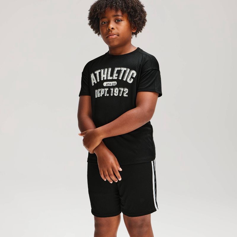 slide 1 of 4, Boys' 2pc Mesh T-Shirt and Shorts Pajama Set - Cat & Jack™ Black XS, 2 ct