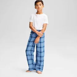 Boys' Drawstring Flannel Pajama Pants - Cat & Jack™ Graphite Blue M