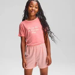 Girls' 2pc T-Shirt and Shorts Pajama Set - Cat & Jack™ Pink S