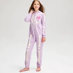 Girls' Halloween Skeleton Union Suit - Cat & Jack™ Light Purple L