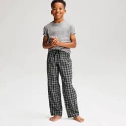 Boys' Drawstring Flannel Pajama Pants - Cat & Jack™ Black S