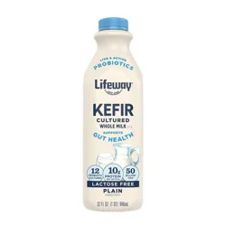 Lifeway Kefir Plain Whole Milk Probiotic Yogurt Drink - 10g Protein 32 fl oz
