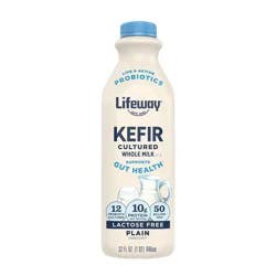 Lifeway Kefir Plain Whole Milk Probiotic Yogurt Drink - 10g Protein 32 fl oz