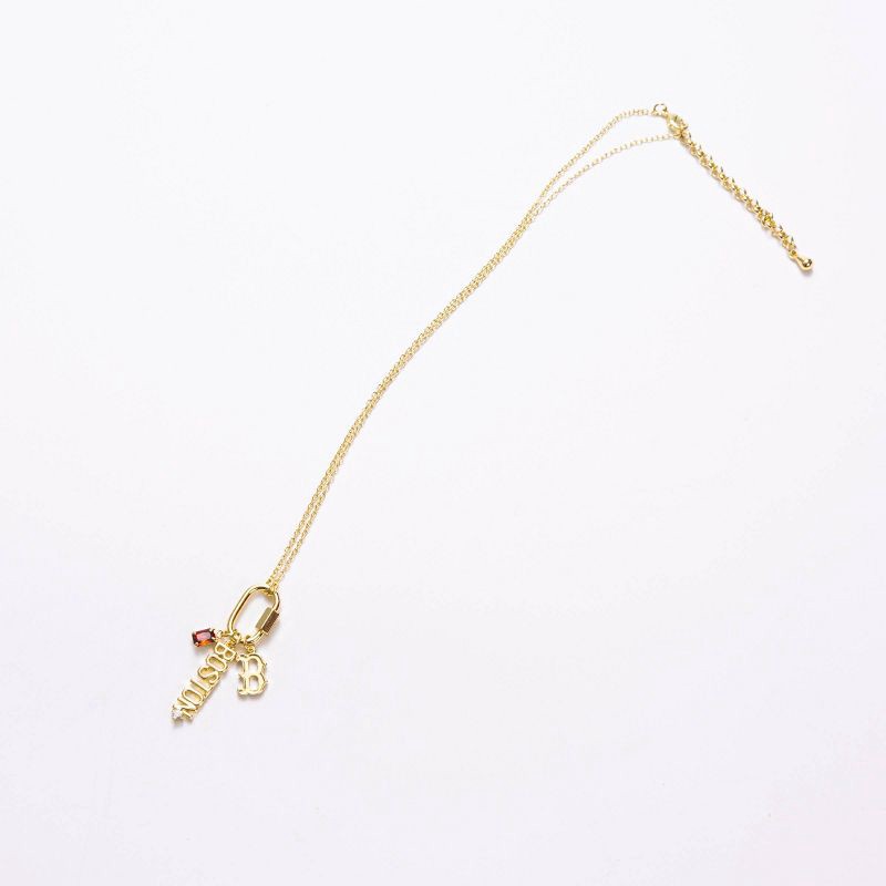 slide 1 of 2, Bijoux Sport by Luv Aj MLB Logo Charm Carabiner Necklace "Boston Red Sox" - Gold, 1 ct