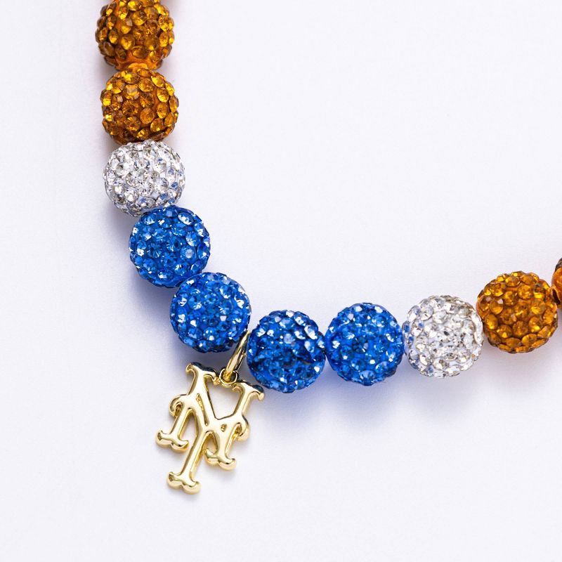 slide 1 of 2, Bijoux Sport by Luv Aj MLB "New York Mets" Rhinestone Bead Logo Necklace - Blue/Brown/white, 1 ct
