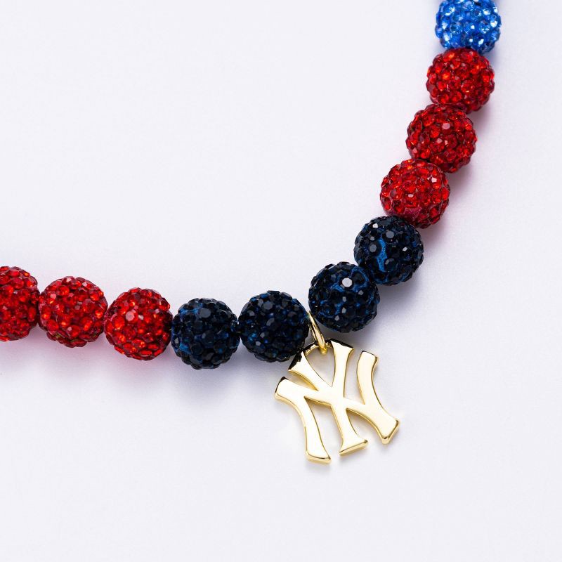 slide 1 of 2, Bijoux Sport by Luv Aj MLB Rhinestone Bead Logo Necklace "New York Yankees" - Red/Black/Blue, 1 ct